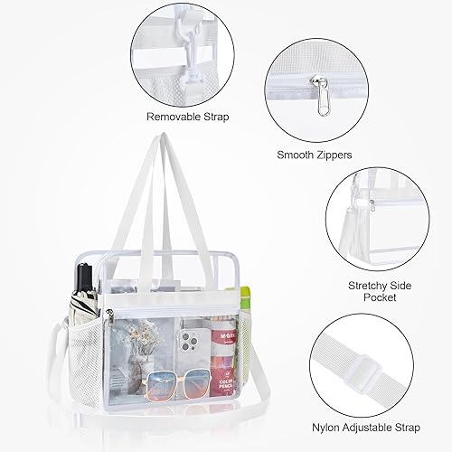 Vista 324 de Oraben Bolsa transparente transparente aprobada para estadios de 12 x 6 x 12 pulgadas, bolsa de estadio para trabajo, juegos deportivos, gimnasio