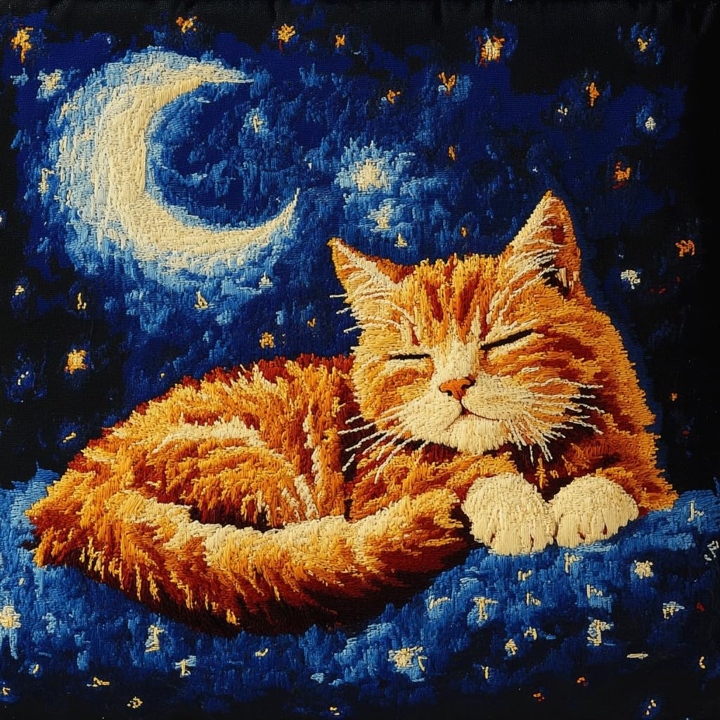 Henypt Latch Hook Kits-C Latch Hook Kits Pillowcase For Adults Pillow Cover Pre-Printed Patterns Pillowcase Needlework Crochet Yarns Latch Hooking Cushion 17X17inch(Animal Cat -A283)