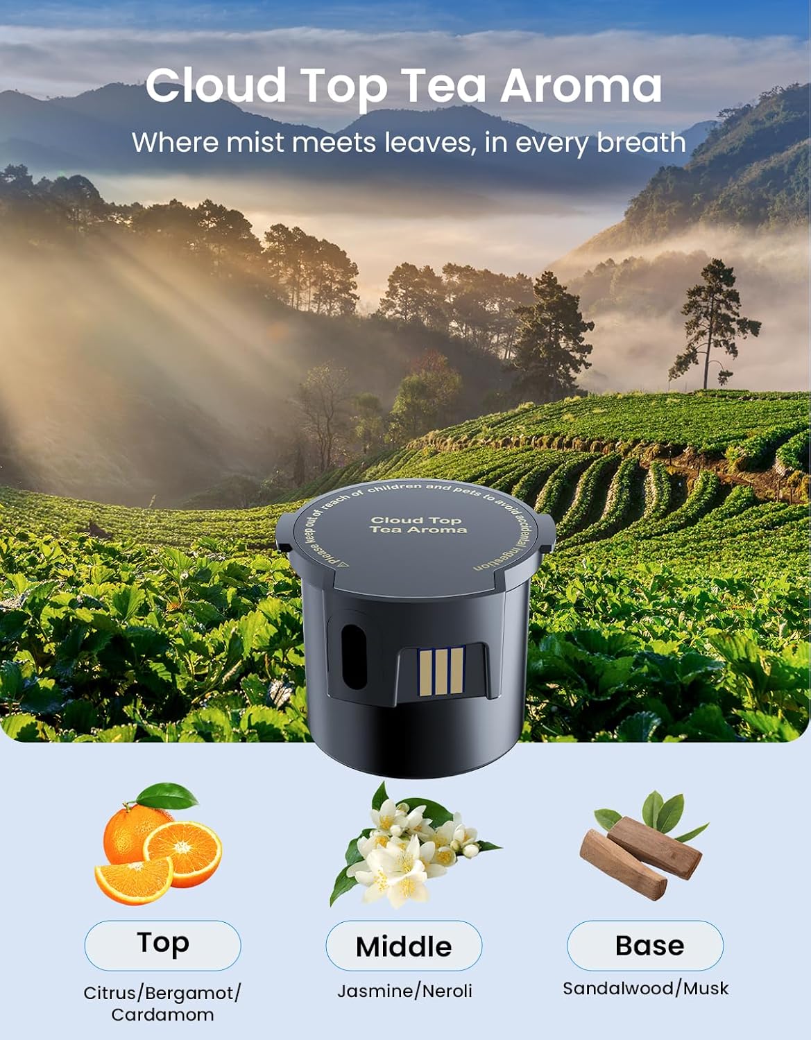 Fragrant oil packets, Car Air Freshener Refill, Cloud Top Tea Aroma & Eternal Cherry Blossom, Pack of 2, Compatible Only with TECXERLLON Smart Car Air Freshener - Image 3