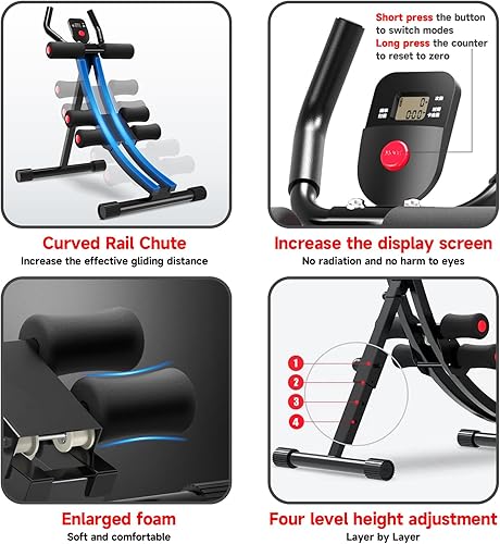 Miniatura 2 de Banco abdominal Ab máquina abdominal para mujer, ejercitador abdominal para el hogar, 308 libras, compresor abdominal plegable, entrenador de núcleo