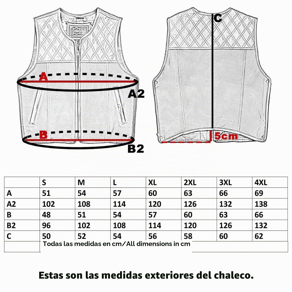Chaleco de piel para hombre, diseño de camuflaje, color negro y gris, perforado, de auténtica piel de vacuno, ampliable mediante cremallera