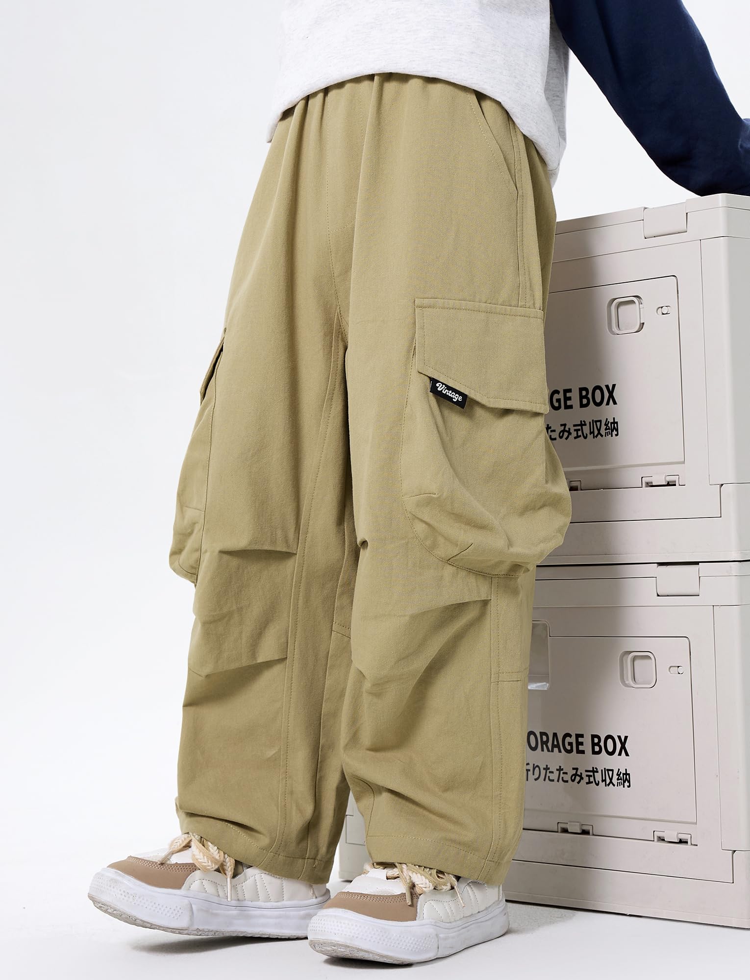 SEAUR Chłopięce spodnie cargo dziecięce workowate spodnie Y2K Hip Hop Streetwear luźne spodnie dresowe elastyczny pas dla 5-15 lat