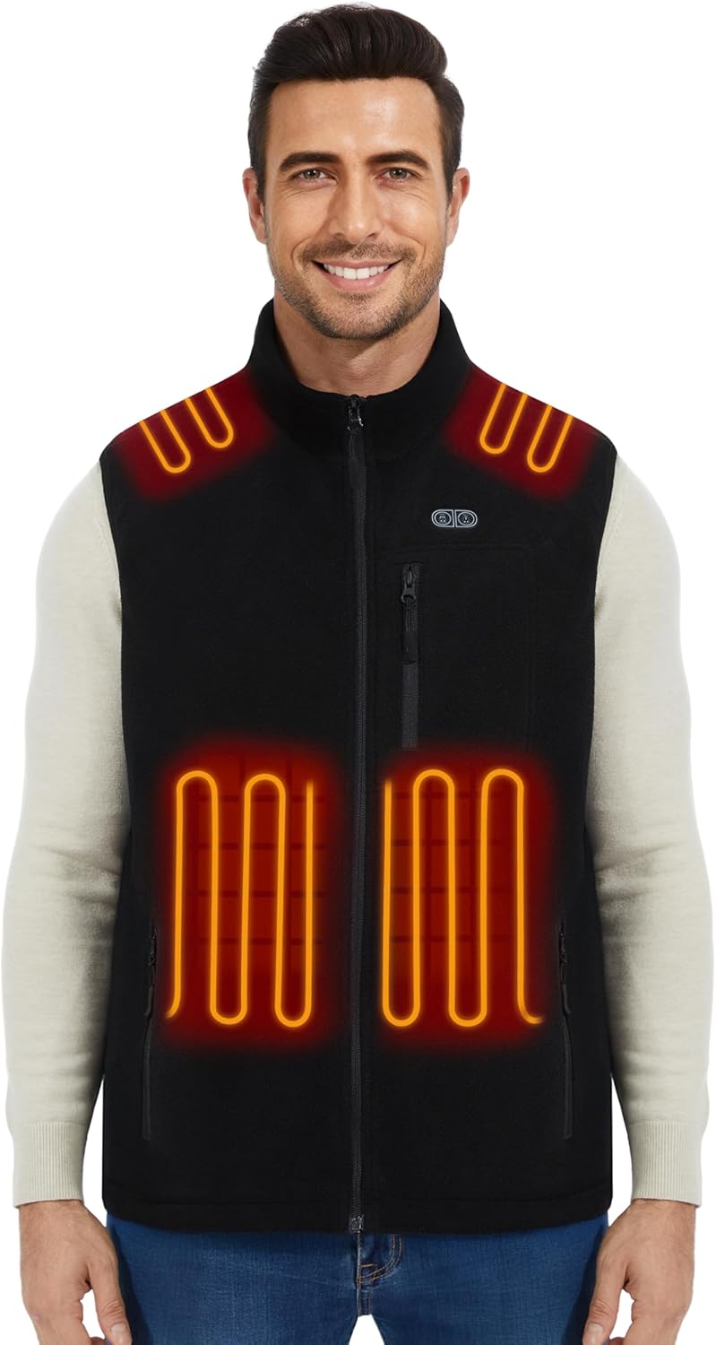 Professional Men's Fleece Heated Vest with 20000mAh Battery equipped with Flashlight