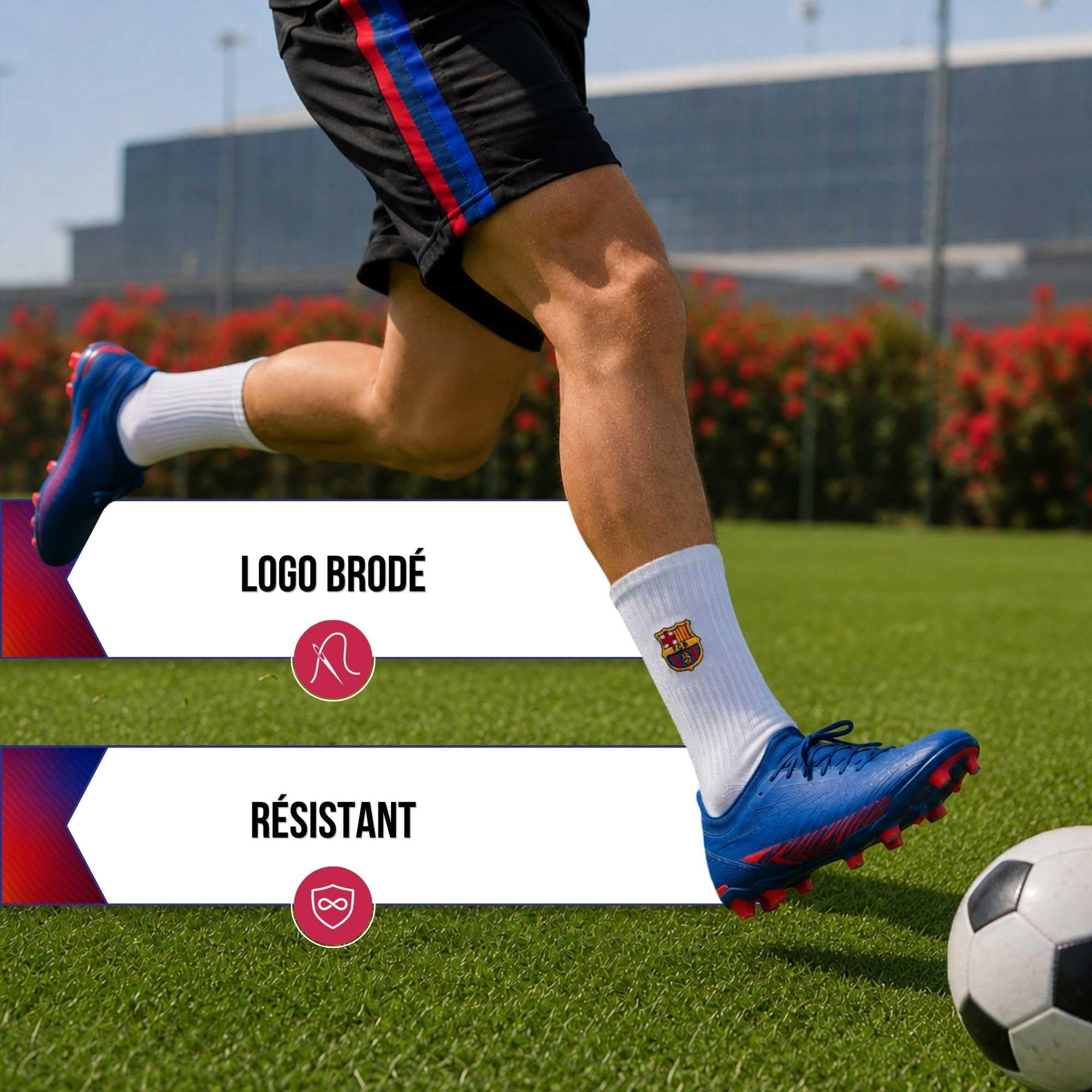 Chaussettes FC Barcelone unisexes, lot de 5 – Produit sous licence officielle | Lot de chaussettes de tennis | Cadeau pour les fans