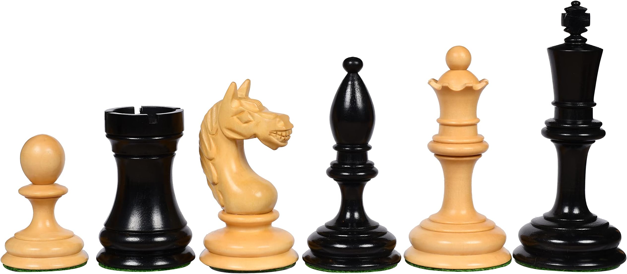 1935 Botvinnik Flohr Reproduced Soviet Chess Set in Ebony/Box Wood - 4" King