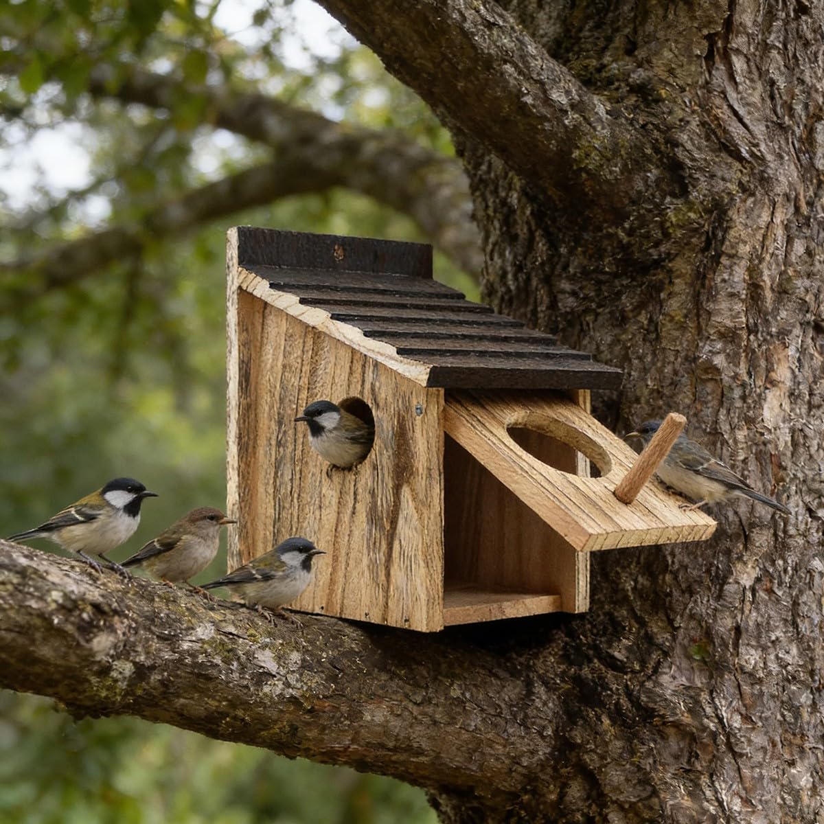 Casetta per Uccelli Giardino Casetta in Legno Impermeabile Facile Installazione Adatta a Pettirossi Passeri Uso Anno Intero Protegge Nidi da Pioggia Calore Pannello Rimovibile per