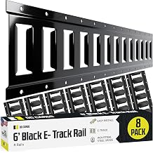DC Cargo Mall E Track Tie Down Rail Kit 6 8 Pack for Garages, Vans, Trailers, Motorcycle Tie Downs, ATV Mountings - Powder-Coat Black - Secure Cargo & Heavy Loads Up to 2,000 lbs
