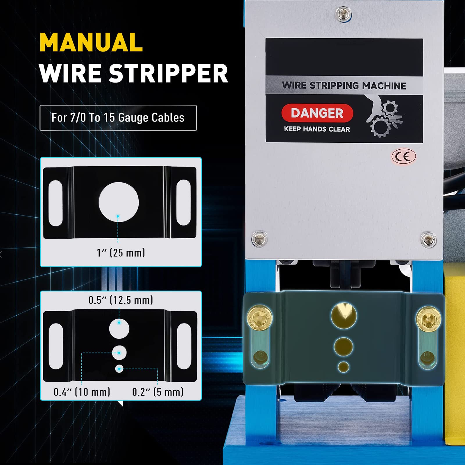 Pelacables eléctrico para cables de cobre de 1,5 a 25 mm, herramienta pelacables motorizada automática con rueda de corte mejorada para reciclaje de chatarra de cobre