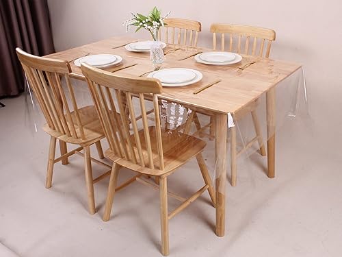 Miniatura 7 de Kesfey Manteles individuales de vinilo grueso transparente de 54 x 120 pulgadas, manteles individuales rectangulares de plástico resistentes al