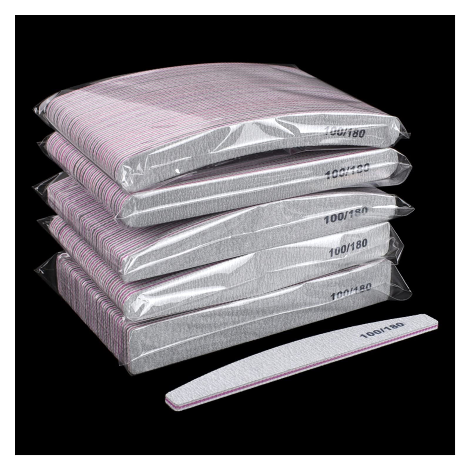TRUSTTWO 50 Pz/Lotto Grigio Carta Vetrata Lima for Unghie 100/180 Double Sided Buffer Block Lucidatrice Pedicure Manicure Unghie artistiche Lime Unghie Accessori The 01