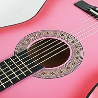 Vista 5 de Smartxchoices Kit combinado de guitarra acústica rosa de 38 pulgadas para niños, adolescentes, principiantes, amantes de la música, con bolsa