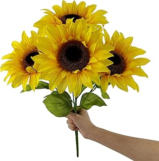 Artificial Sunflower Bouquets, Floral Bush, Sunflower, Fake Wildflowers for Shower Home Wedding Outdoor Indoor Spring Decor, Bride Holding Flowers,Vase Table DIY Garden Craft Art Decor