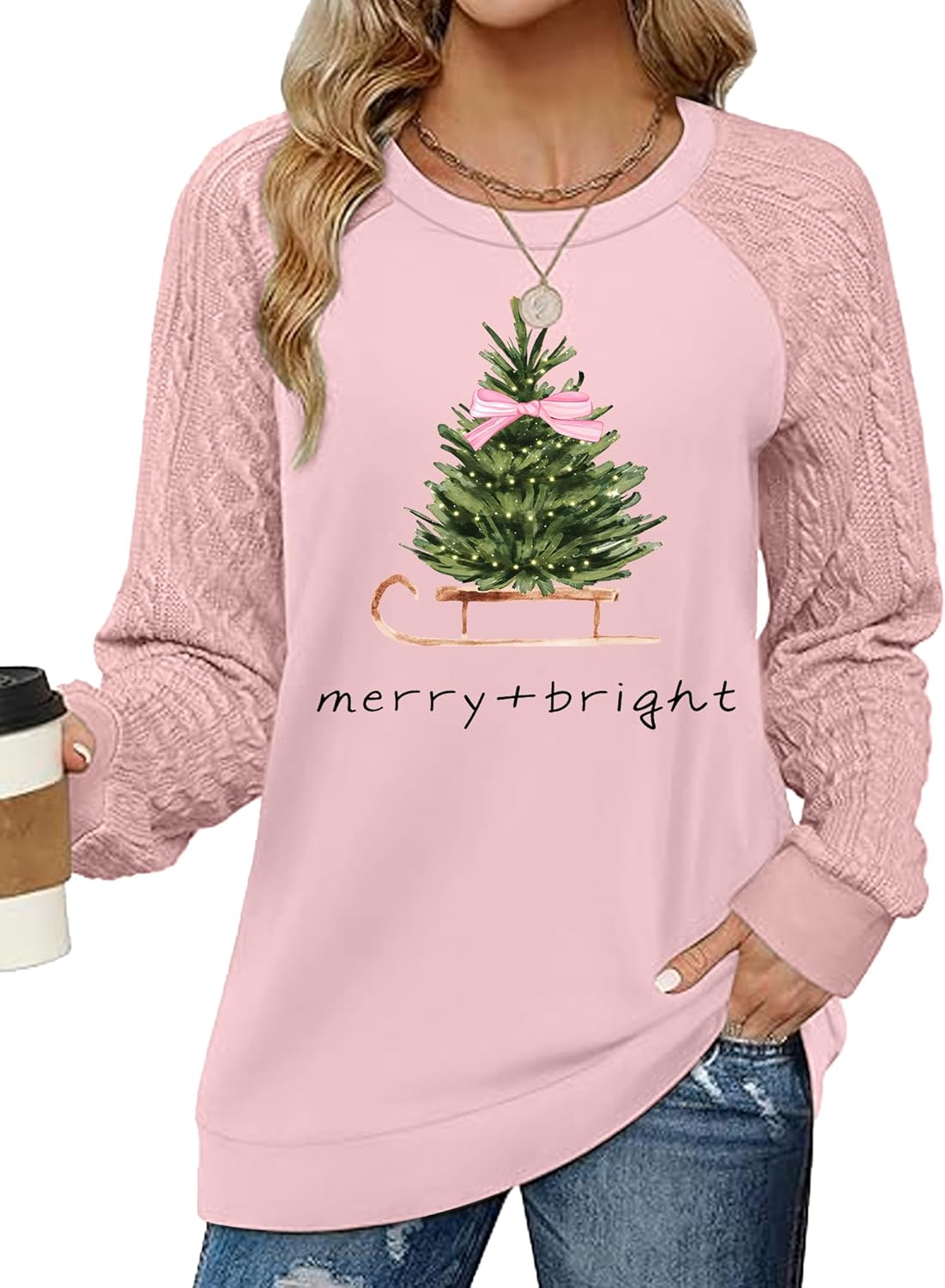 Christmas Shirts for Women Merry and Bright Shirt Christmas Tree Plaid Leopard T-Shirt Raglan Shirt Xmas Holiday Tee Top