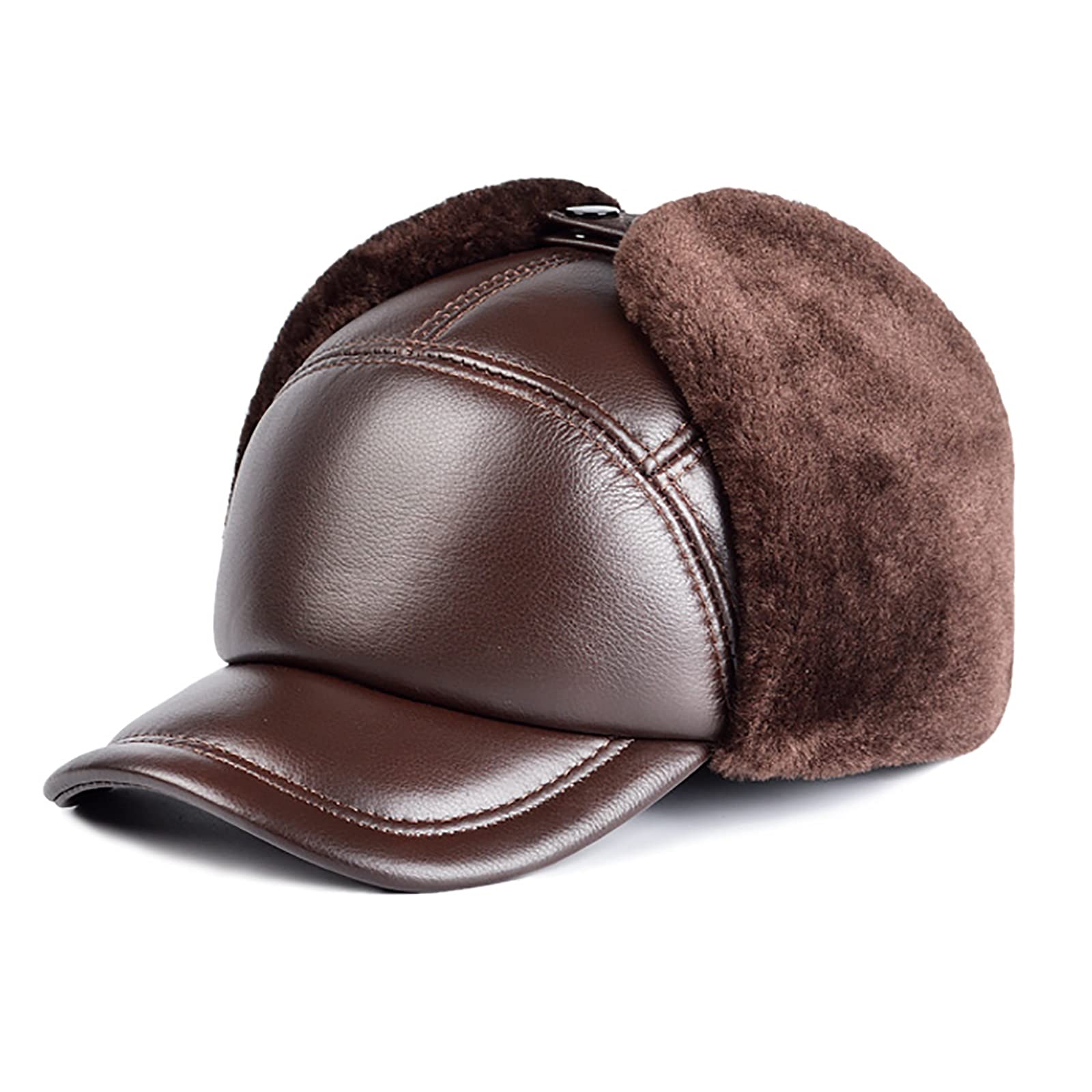 Cappelli invernali, Bomber Cappello uomo Bomber Cappello Cappello con Earflap Winter Winter Toper Toper Trapper Cappello in pelle impermeabile Cappellino Aviatore