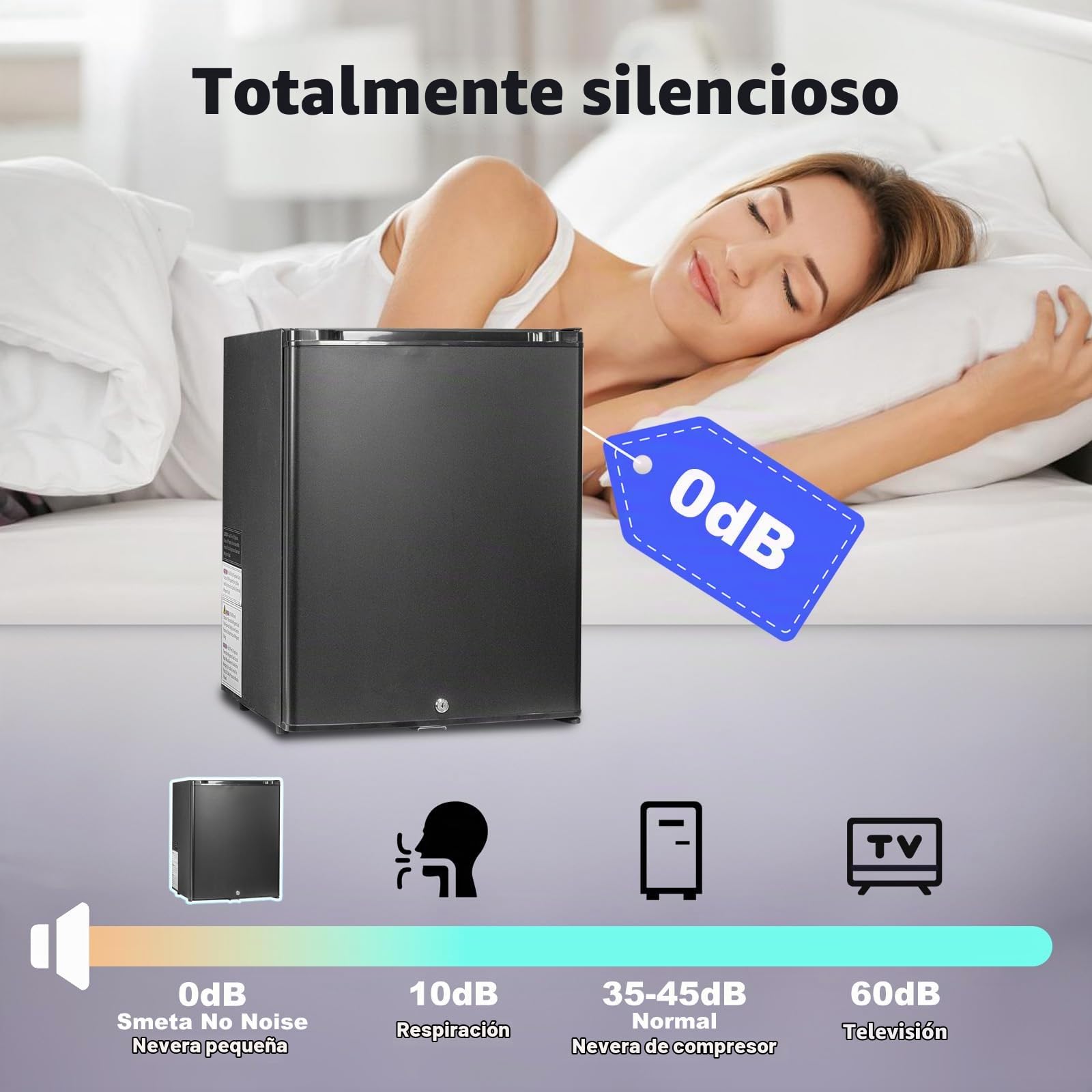 SMETA Nevera Camper 12V 220V, Silenciosa, Nevera Portátil Pequeña 53L, Frigorífico 12V con Cerradura, Mini Nevera para Habitación, Oficina, Coche, Caravana, Furgoneta, Autocaravana 0–10°C, Negro