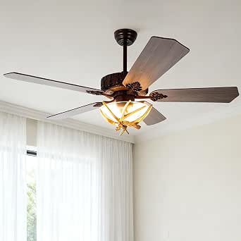 Antler Rustic Ceiling Fan with Lights and Remote, 46 Inch