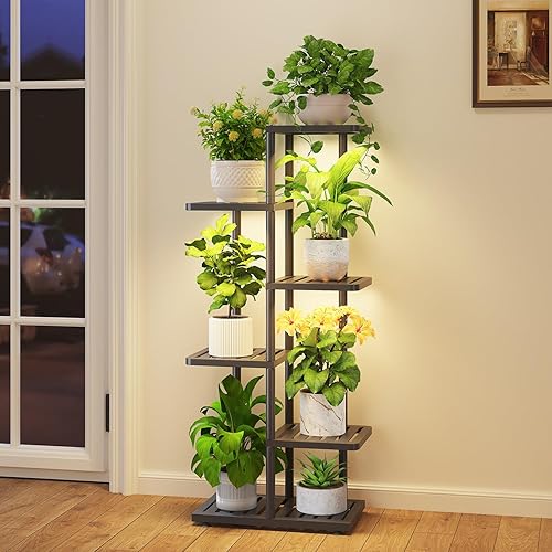 Miniatura 8 de iDavosic.ly Soporte para plantas para interiores y exteriores, estante de metal de 5 niveles para macetas grandes de alta resistencia, estante de
