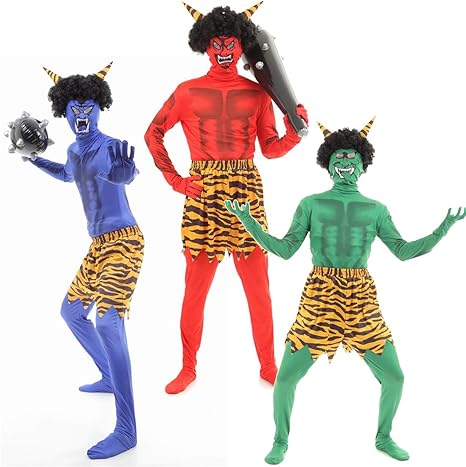 Amazon Co Jp Crying 3d Realistic Setsubun Red Demon Blue Demon Tights Face Painting Cosplay Costume Red Demon Hobbies