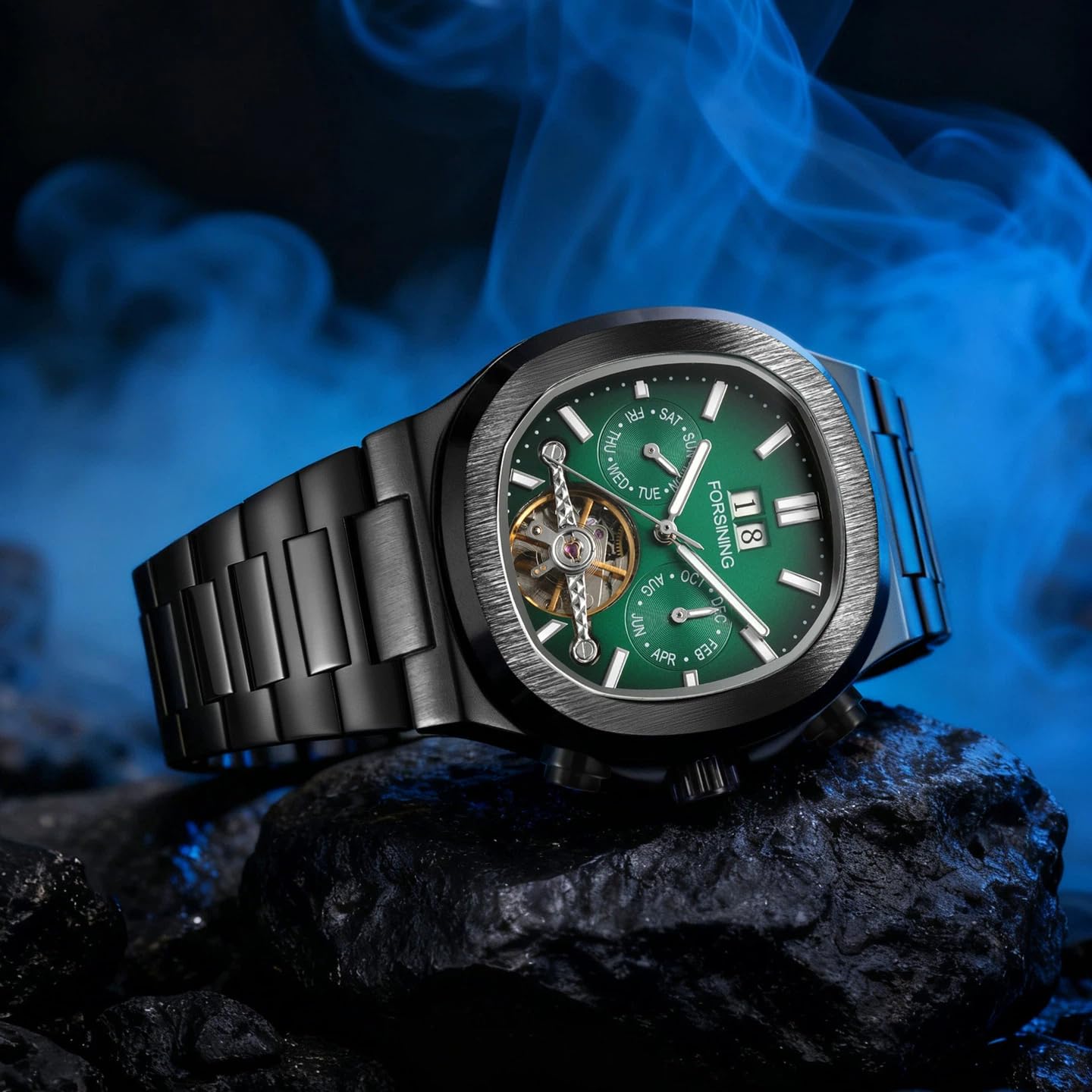 Montre mécanique creuse pour homme - Multifonction - Tourbillon - Automatique - Carrée