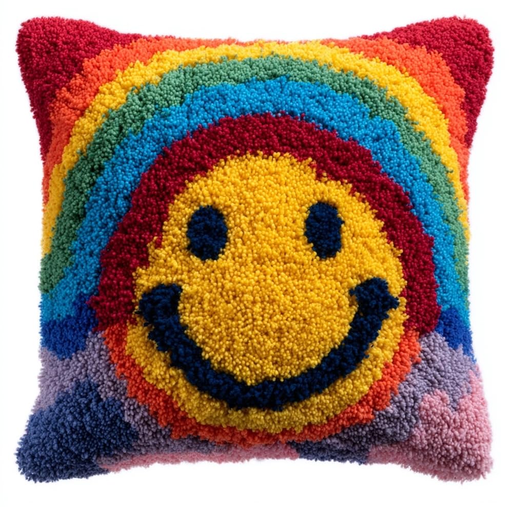 Taxpy Latch Hook Kit Pillow Rainbow 17X17In