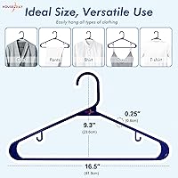 Vista 2 de HOUSE DAY Paquete de 60 perchas de plástico azul, perchas con ganchos antideslizantes, perchas duraderas y que ahorran espacio, perchas ligeras