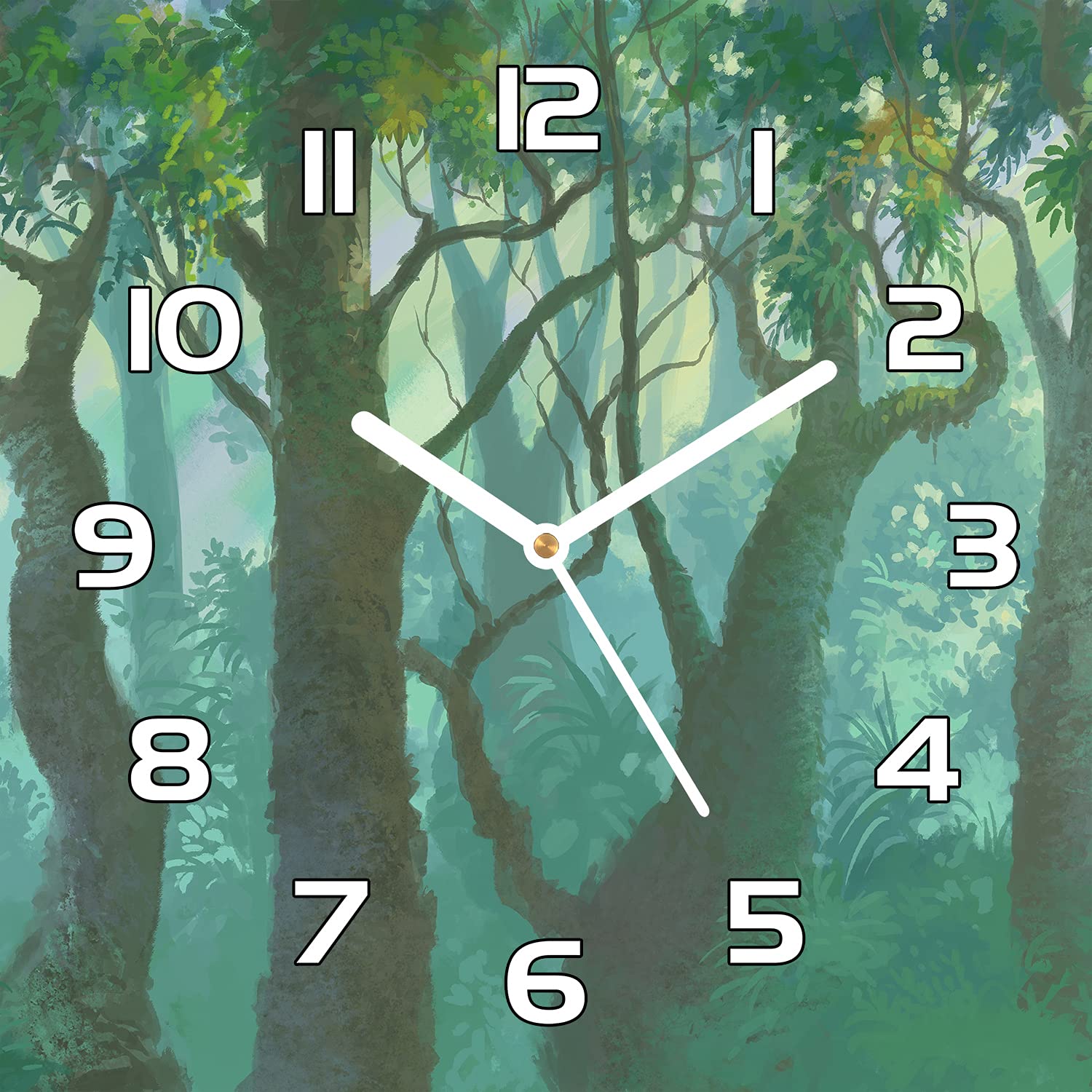 Horloge en verre forêt intérieure pour cuisine et salon cosy