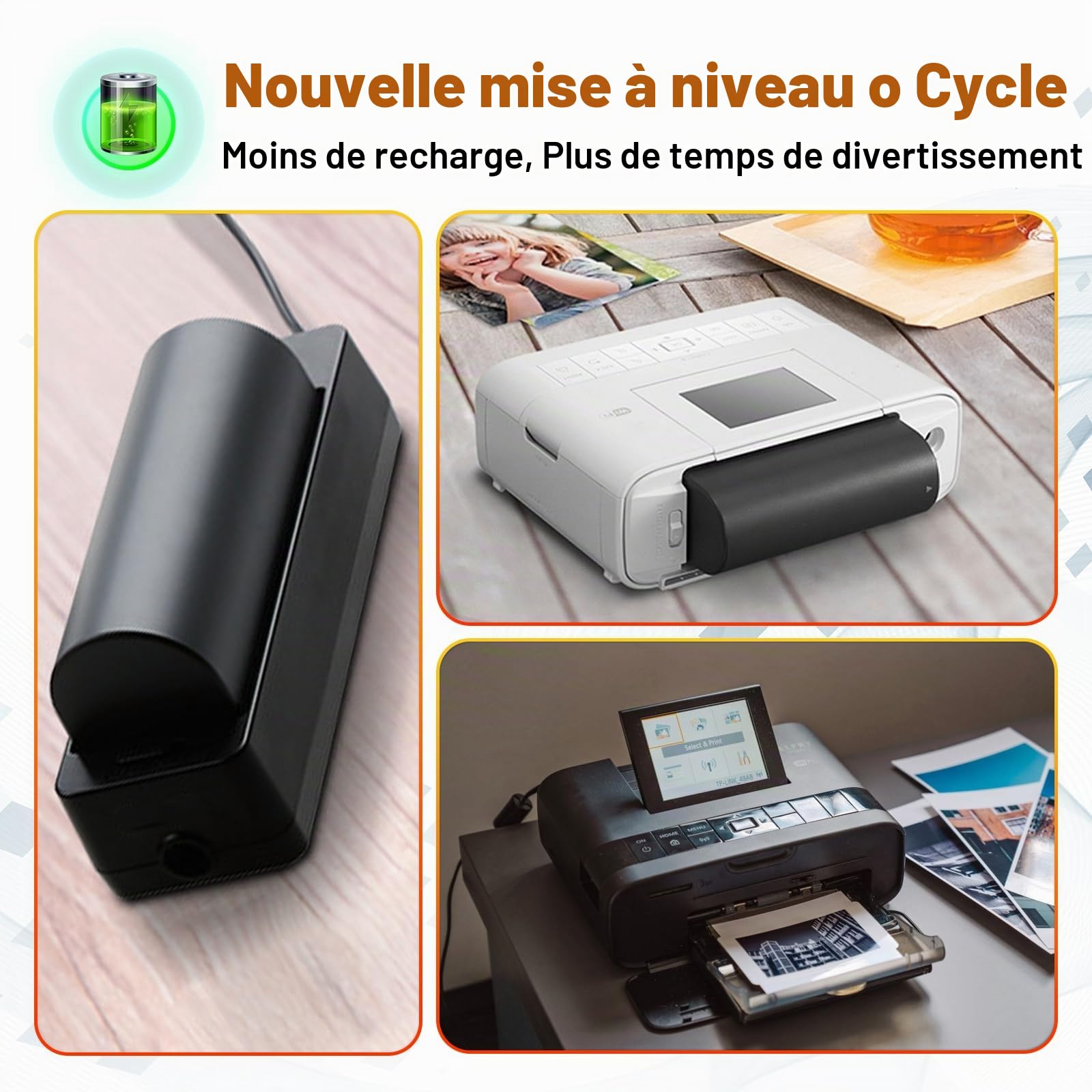Lot de 2 batteries 2500 mAh NB-CP2L CP1L + chargeur adaptateur pour imprimante photo Canon Selphy CP1500, CP1300, CP1200, CP910, CP900, CP820, CP810, CP800, CP520, CP510, CP500