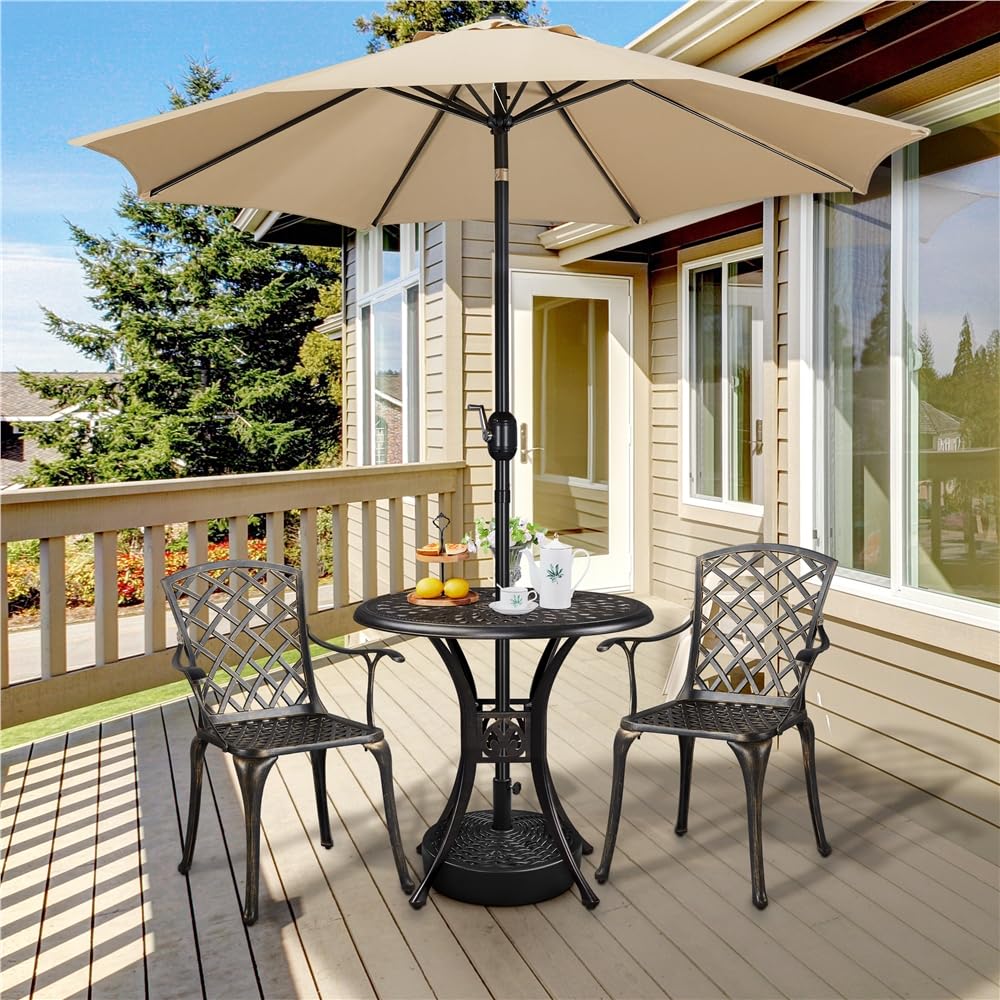 Yaheetech Pied de Parasol Remplie d'eau 22 L Base de Parasol en HDPE Imitation Rotin Socle de Parasol Extérieur pour Mât de Parasol de Ø 3,8 cm/4,8 cm Jardin Terrasse Piscine Noir