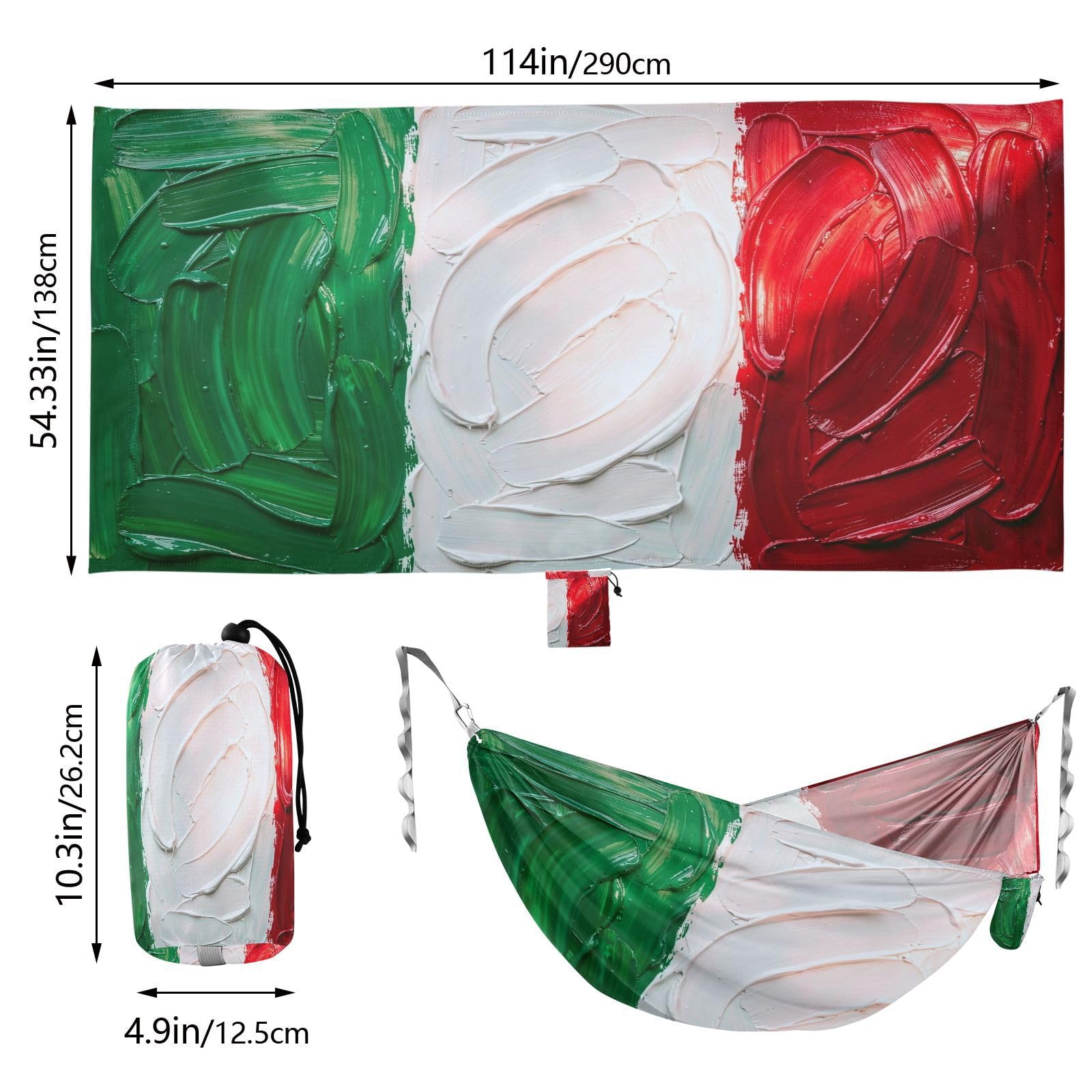 Hamaca plegable con bandera de Italia, color verde y rojo, para interiores y exteriores