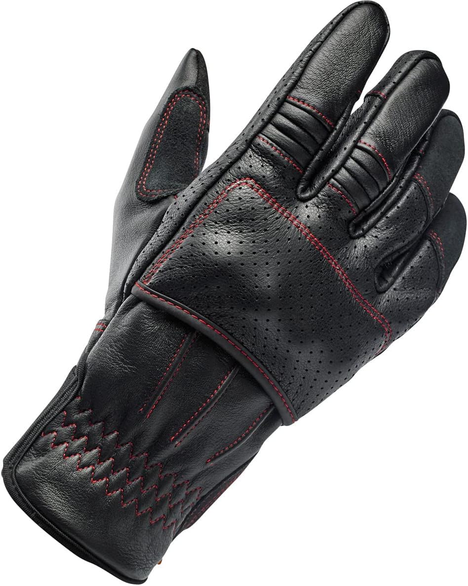 Biltwell | Borrego Gloves | Motorcycle Gloves | CE Certified | Abrasion Resistance | Shock Isolation | Hard Knuckle | Redline