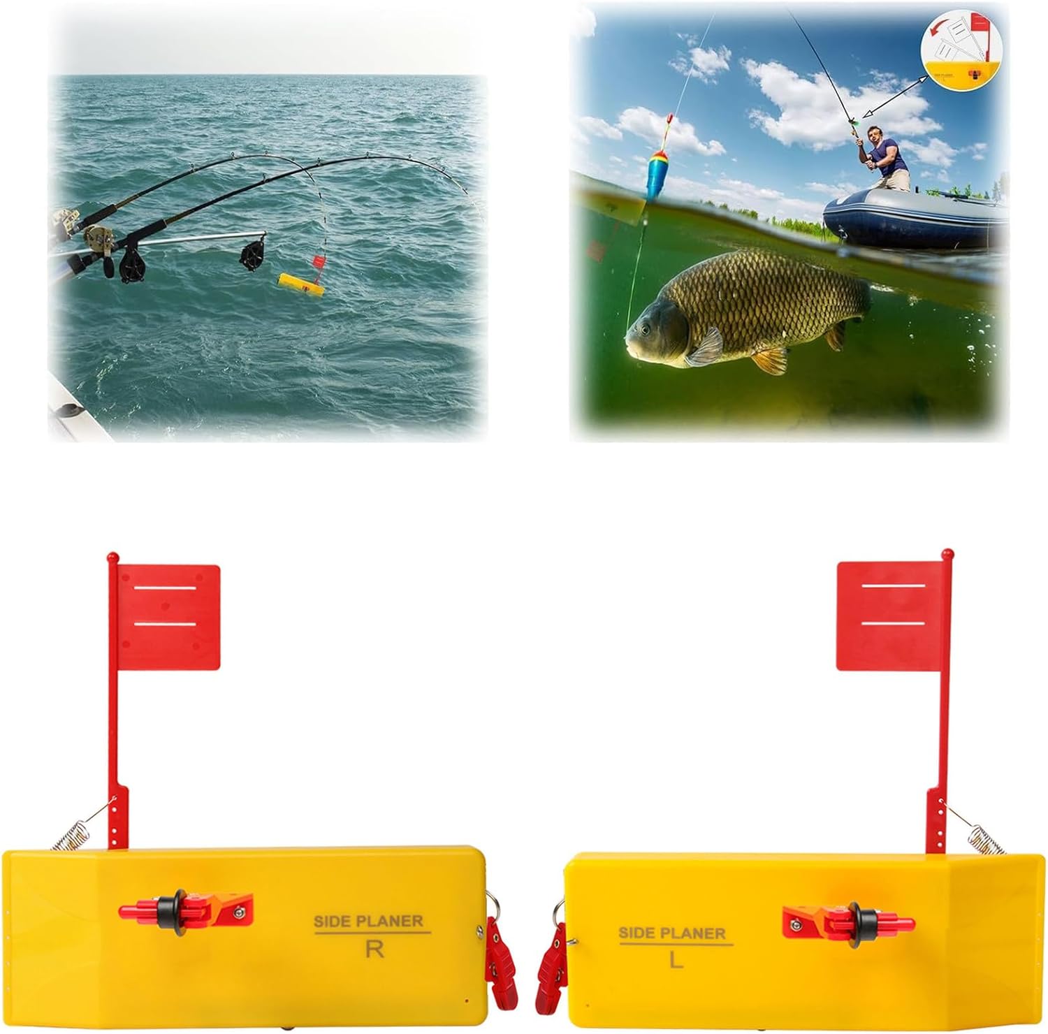 Fishing Planer Board, Fishing Inline Side Clip, Fishing Tool Medium Side Planer Board, Quick Grip Snap Release for Trolling