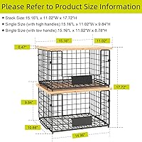 Vista 5 de Paquete de 2 cestas de alambre apilables con tapa de bambú para organizadores y almacenamiento de despensa, cesta de organización de cocina XXL