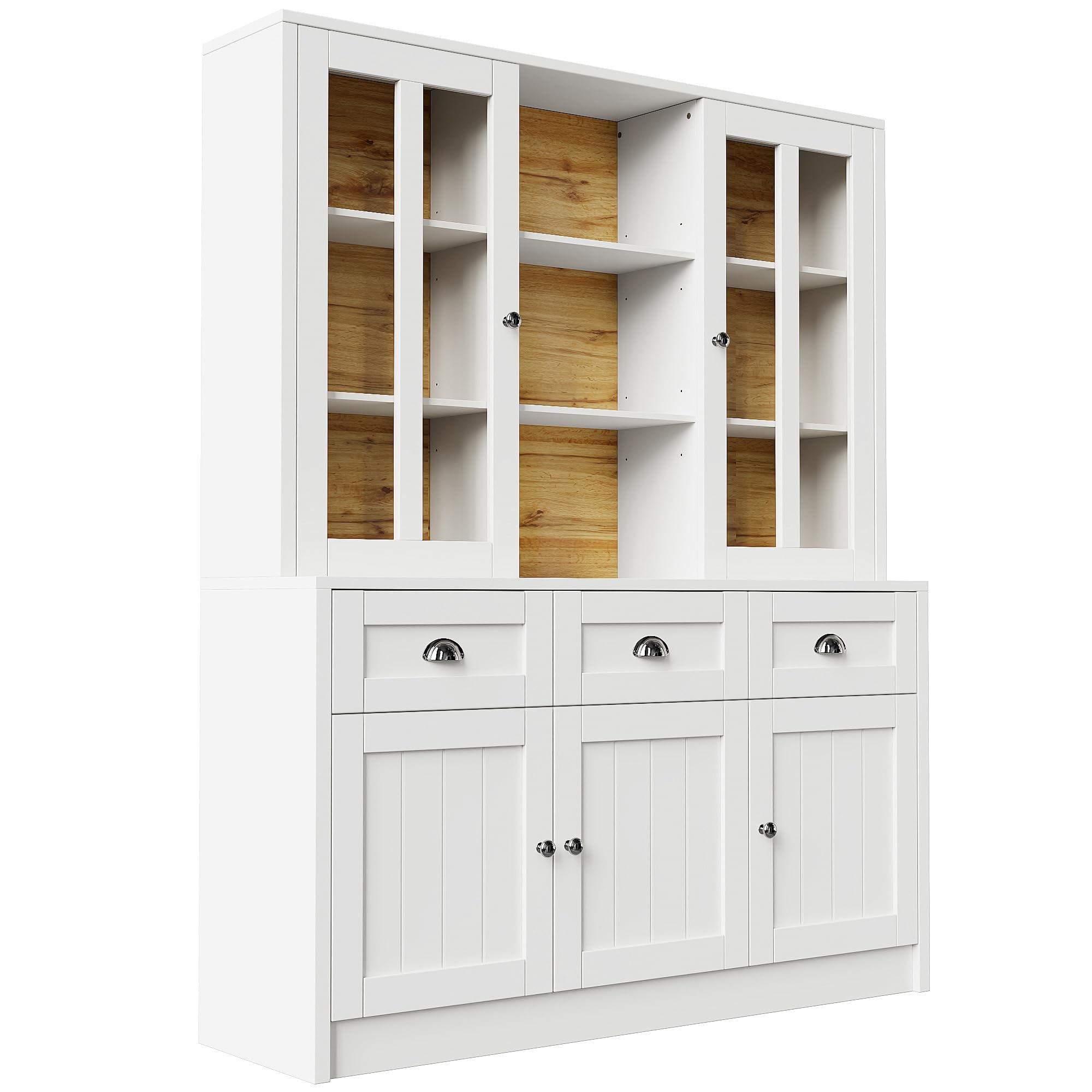 SACOOL Armadio alto 140 x 38,5 x 175 cm, per soggiorno, vetrina, cucina, sala da pranzo con cassetti, moderna e minimalista, per cucina, soggiorno, sala da pranzo, bianco