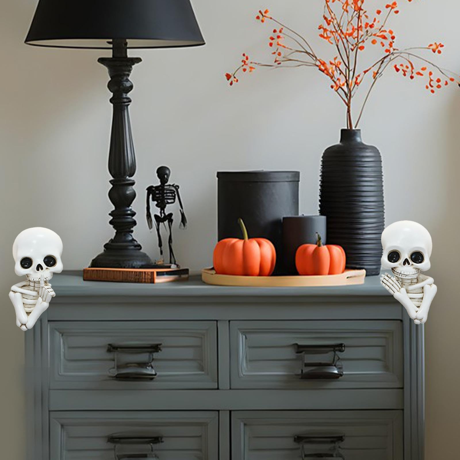 Fenteer Conjunto de 2 Figuras de Esqueleto para Halloween, Decoración de Esquinas Y Esculturas