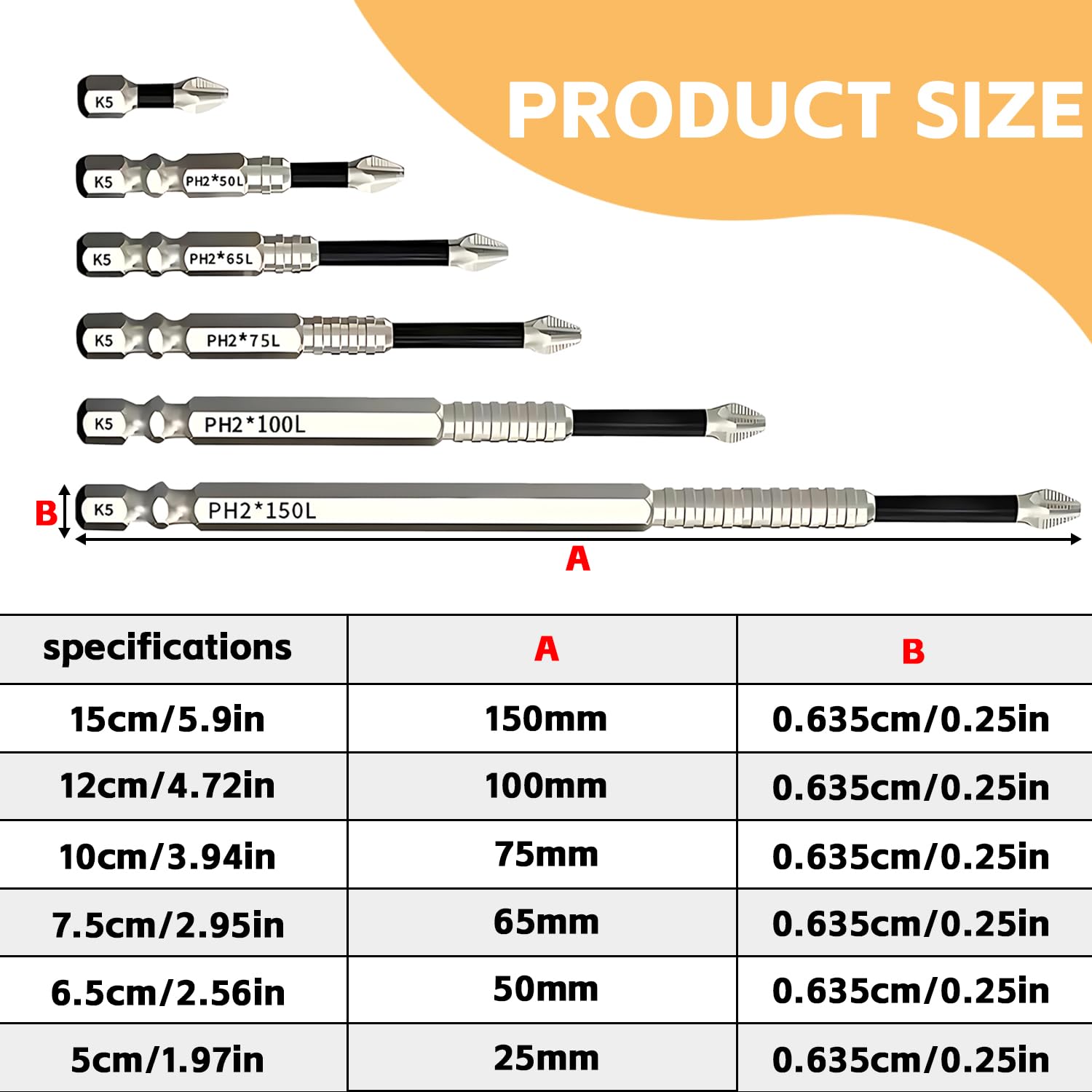6Pcs Magnetic Screwdriver Bits, High Magnetic Screwdriver Drill Bit Set, Impact Driver Bit Set for Electric Drill(A) - Image 2