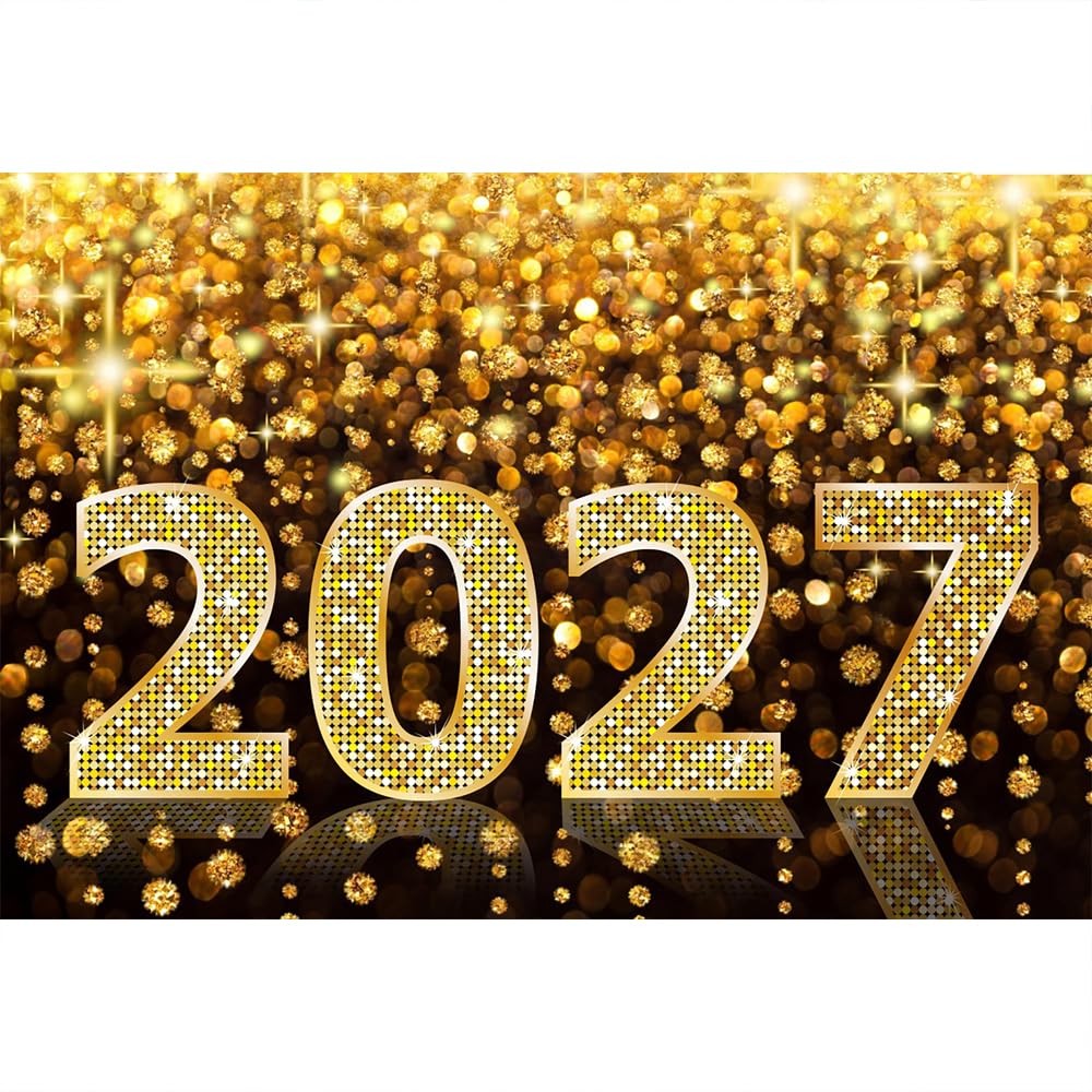 Aoihrraan 2027 Capodanno Sfondo 4,5x3m Cielo Dorato Accessori Fotografici | Diamanti Scintillanti Scintillio Cielo Otografia, Stampa Nitida e Vivida, Per Le Festività , Ritratti Di Famiglia Compleanni