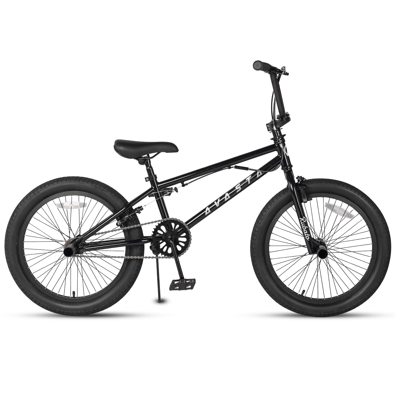 AVASTA Bicicleta BMX Estilo Libre para niños de 20 Pulgadas, para niños de 6 7 8 9 10 11 12 13 14 años, niñas, Adolescentes Principiantes con 4 Clavijas y giroscopio de 360 ​​Grados, Negro