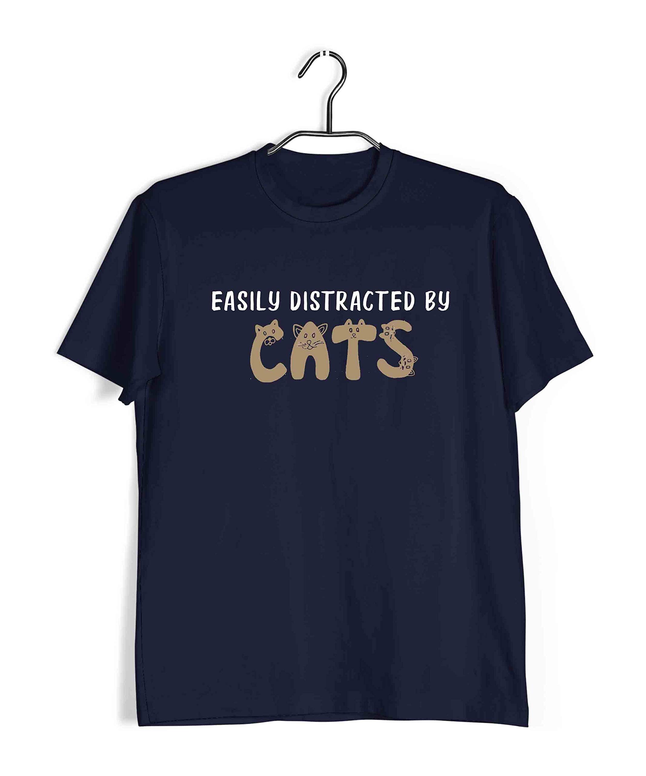 Aaramkhor Pets T-Shirt for Men | Cats | Easily Distracted by Cats |Cute Pet Kittens | Regular Fit for Men |Navy Blue | XXX-Large (48) (B08CBLTGX6) Amazon Price History, Amazon Price Tracker
