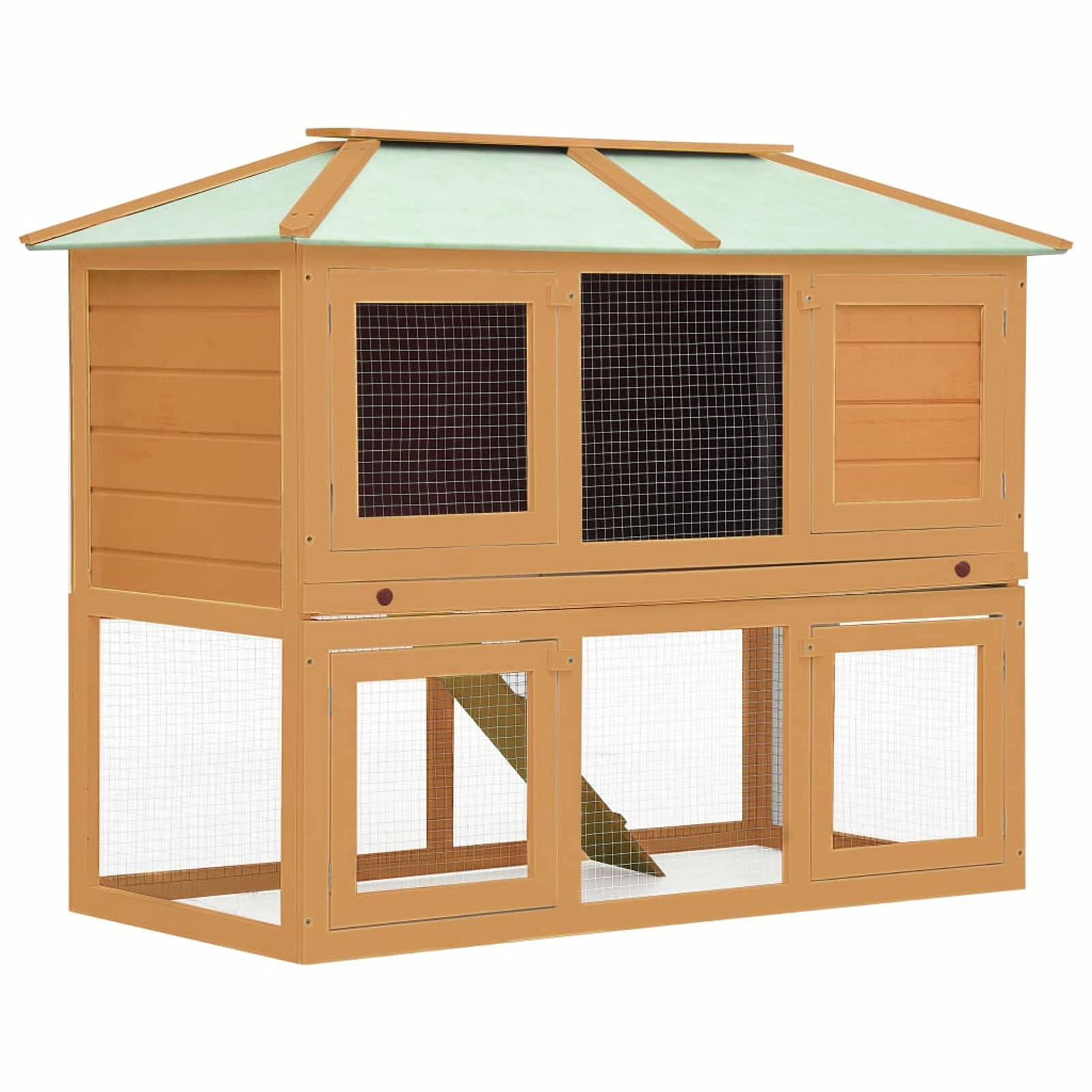 Conigliera a Due Piani in Legno,Articoli per Animali,Animali Domestici - Articoli,Articoli per Animali di Piccola Taglia,Habitat/Gabbie Piccoli Animali(SPU:170849)