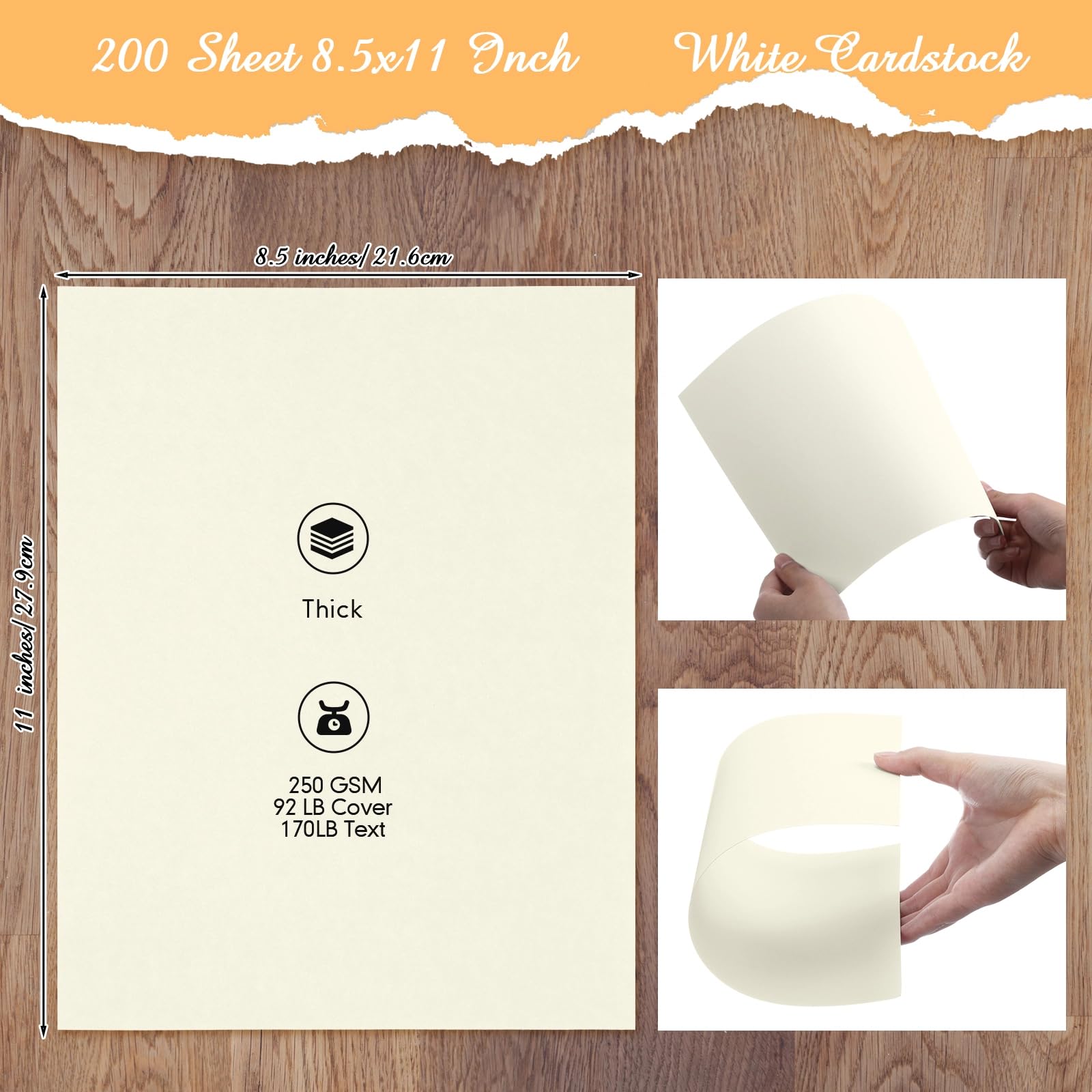 100 Sheets Heavyweight Cardstock Paper - 250 GSM 8.2x11.5 Inches For Printing & Crafts