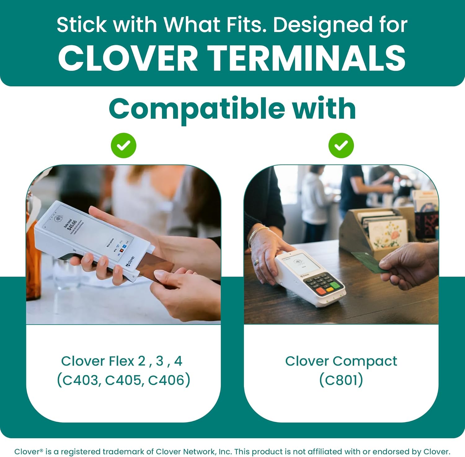 2 1/4” x 74 ft Coreless Thermal Receipt Paper Rolls for Clover Flex 3 Clover Flex 4 Clover Compact, 20 Rolls