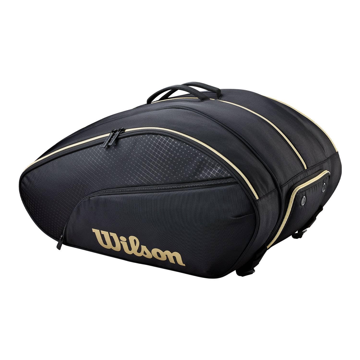 Wilson Defy V1 Padel-Tasche, Mit Thermoguard-Schutz für sechs Padel-Schläger, Kombiniert Komfort, Praktikabilität & Vielseitigkeit, Farbe: Schwarz/Gold