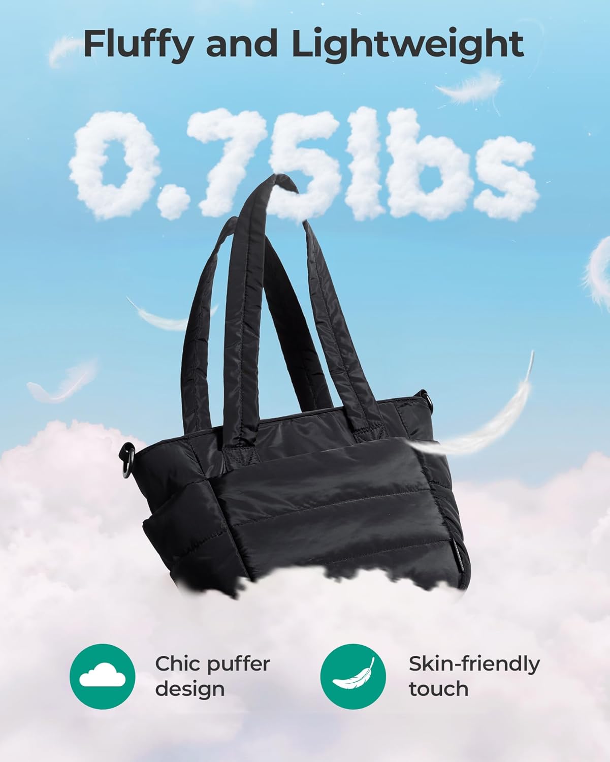 BAGSMART Lunch Bag Women Small Insulated Tote with Lunch Compartment Quilted Lightweight Puffy Tote Bag for Work, Travel, Outdoor, Camel - Image 4