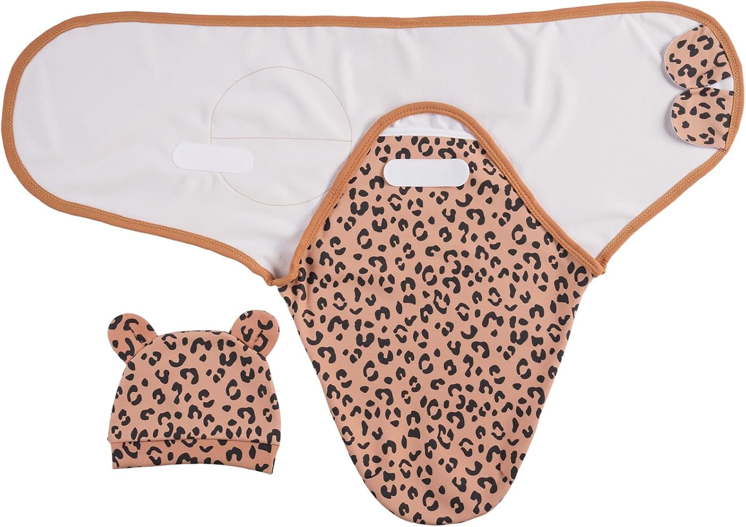 BABESIDE Reborn Baby Doll Accessories Clothes - Swaddle Blanket with Leopard Print and Hat for 17-24" Baby Doll, Pretend Play Gift for Kids