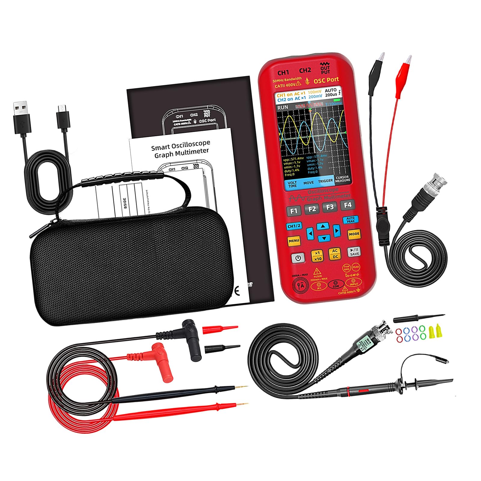 Kaeltsyn B Accuracy Digital Oscilloscope With 128K Memory Depth & Real Time Sampling 50Mhz Double Track For Engineers Double Channel Indication Generator