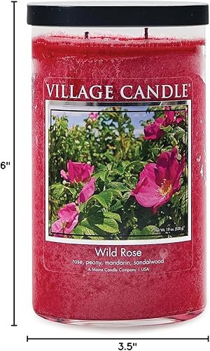 Miniatura 5 de Village Candle Wild Rose - Tarro de vidrio grande, vela perfumada, 19 onzas, rosa