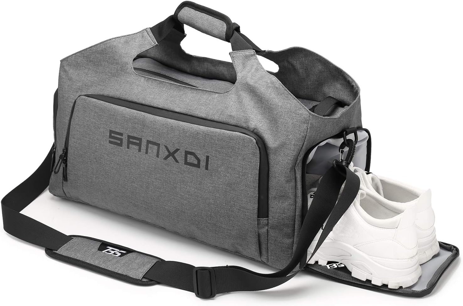 Sports Gym Bag with Shoes Compartment and Wet Pocket, Waterproof Travel Duffle Bag for Men and Women,Yoga Training Bag Swimming Bag (grey)