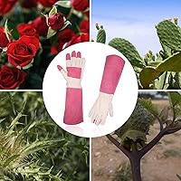 Vista 5 de HLDD HANDLANDY Long Gardening Gloves for Women Men - Leather Rose Pruning Gloves Thorn Proof - Breathable Working Glove