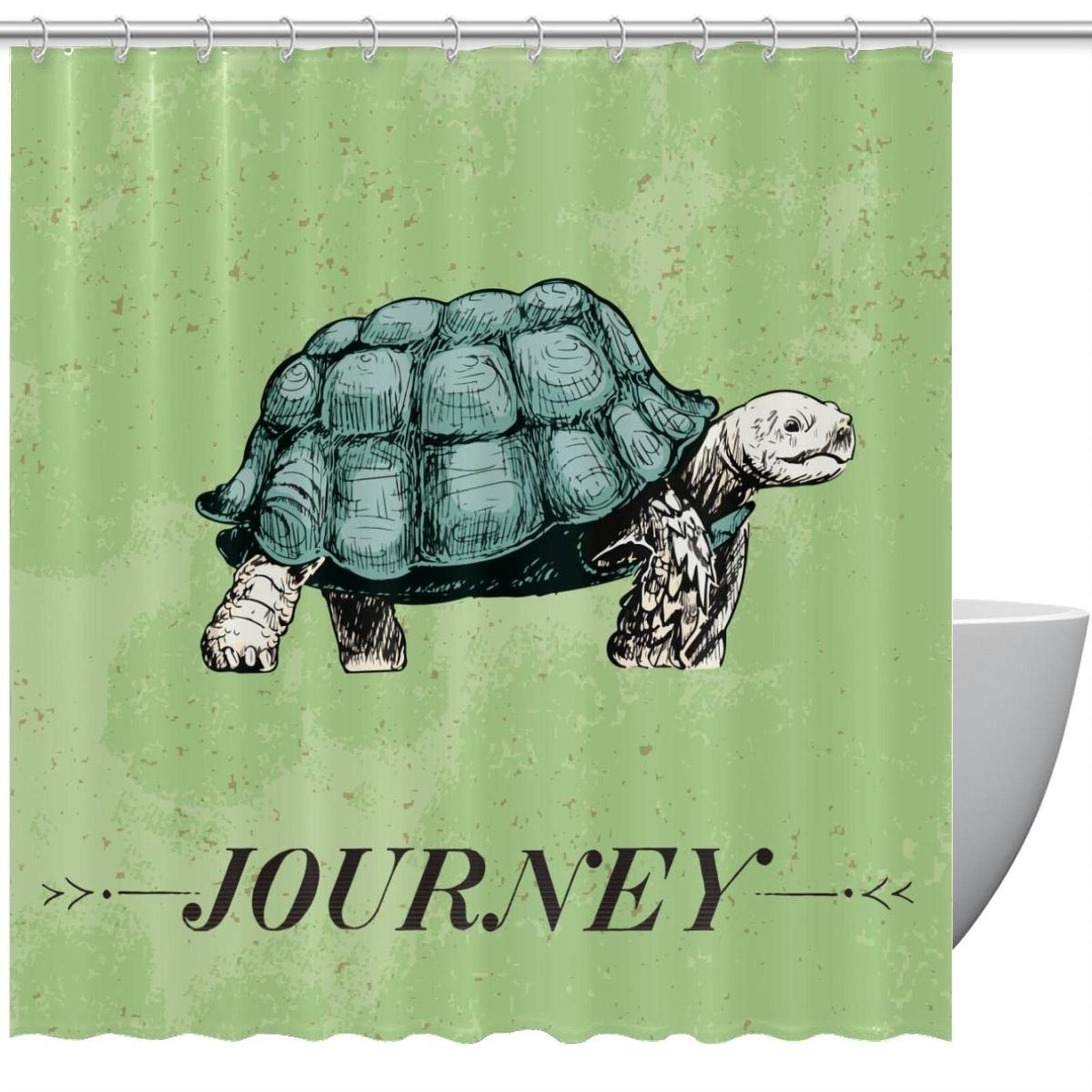 Rideau de douche imperméable et lavable motif tortue Journey Travel 152 x 183 cm