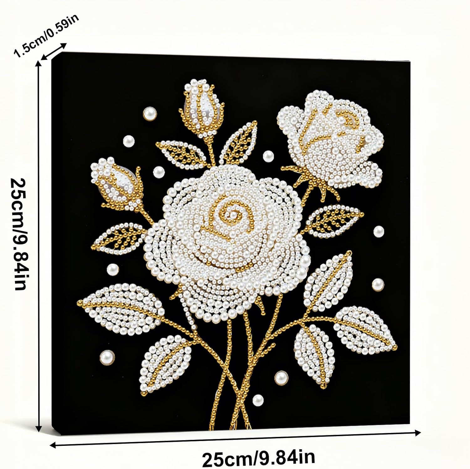 Pearl Diamond Art Kit for Adults, 3D Rose Flower Pearl Painting with Wooden Frame - DIY Pearl Art Craft Kit, Ocean Gemstone Diamond Dot Painting, Home Wall Decor Ready to Hang Gift for Women (25x25cm)